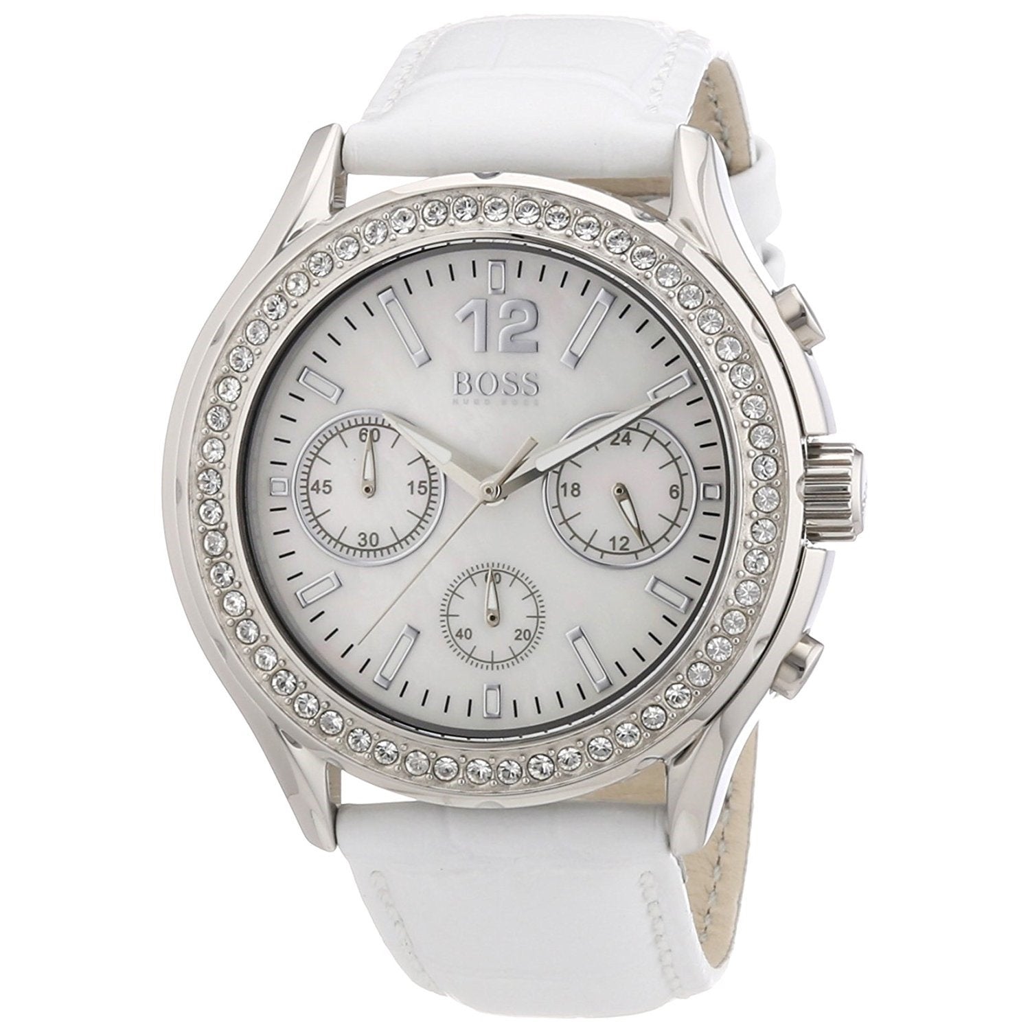 Hugo Boss Quartz Chronograph Crystal Silver Dial Women's Watch 1502263