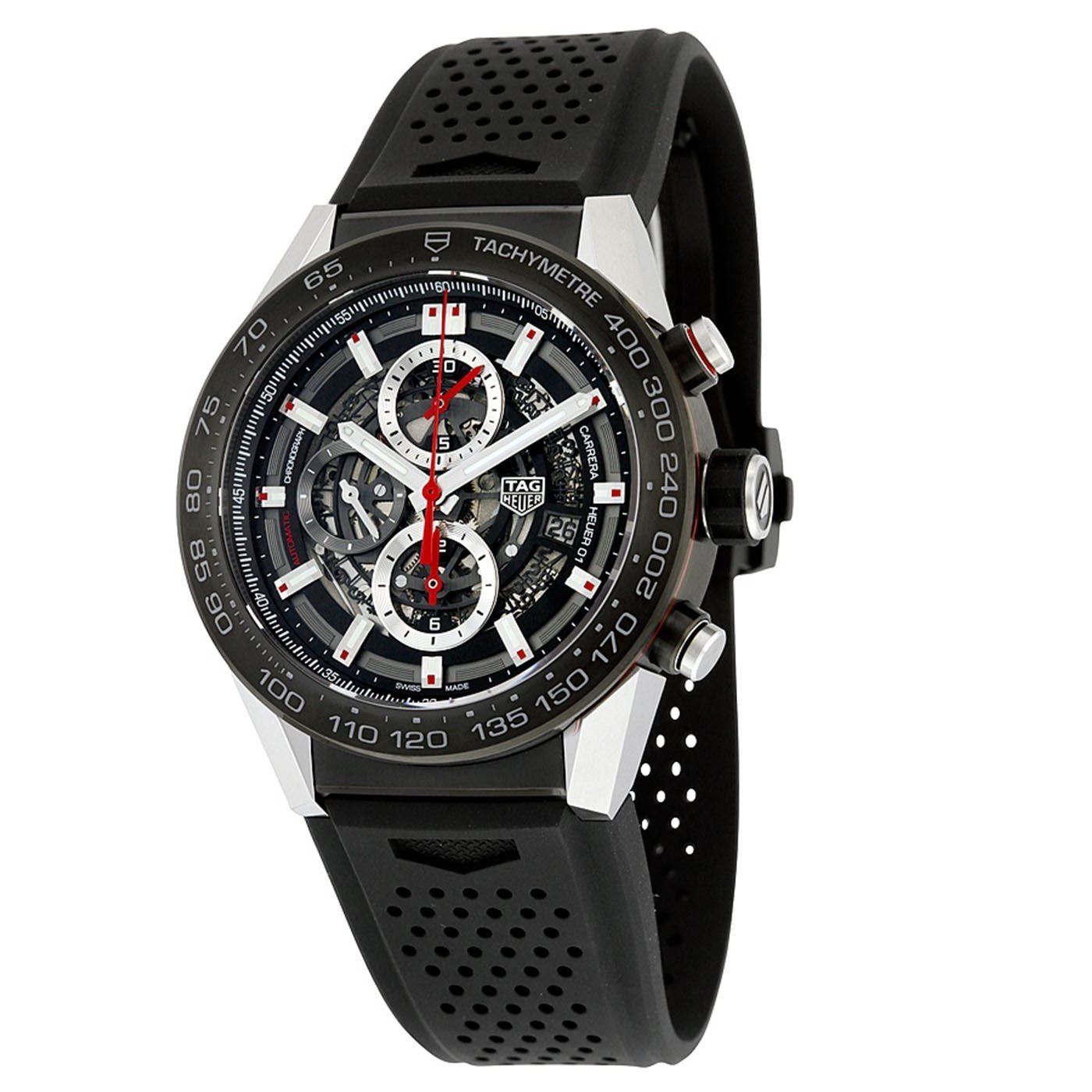Tag Heuer Carrera Calibre Heuer 01 Automatic Chronograph Automatic Black Dial Men's Watch CAR2A1Z.FT6044